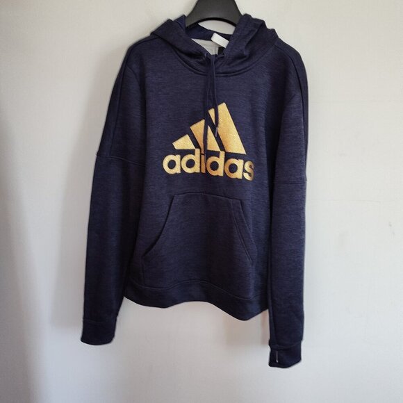 Ladies SZ M Adidas Navy Hoodie With Climawarm - Picture 1 of 4